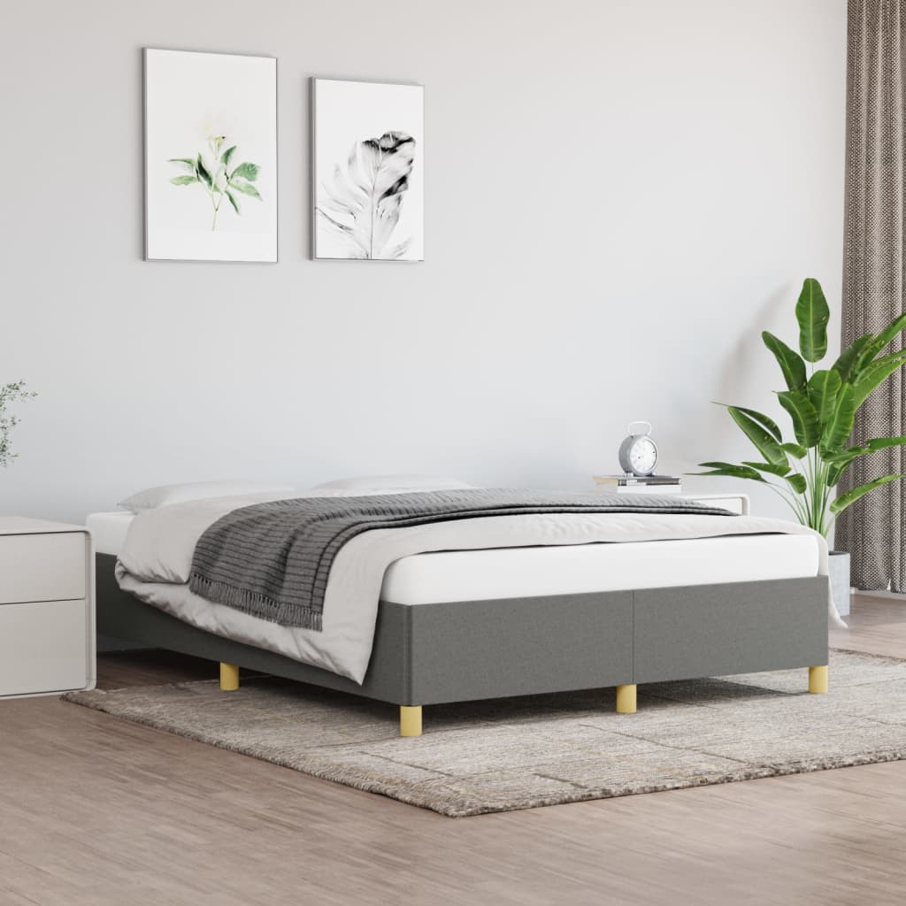 Rám Postele Bez Matrace Tmavě Šedý Textil Tmavě Šedá
