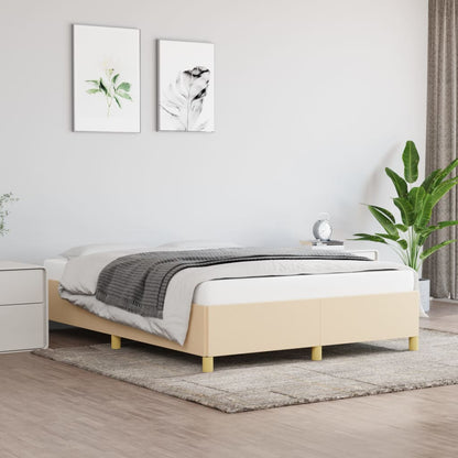 Rám Postele Bez Matrací Krémově Textil Krémová