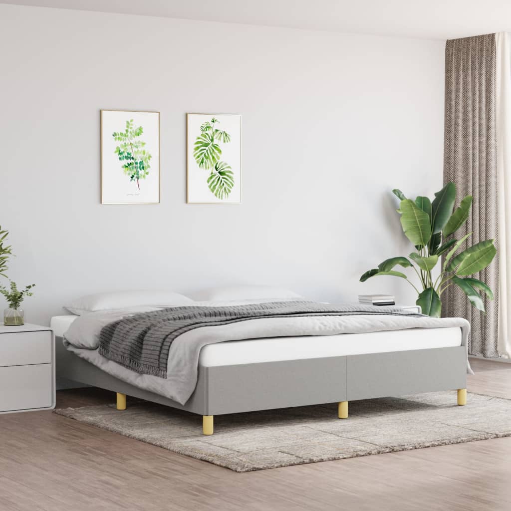 Rám Postele Bez Matrace Světle Šedý Textil Světle Šedá