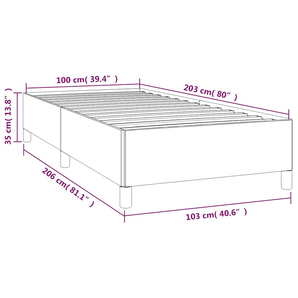 Rám Postele Bez Matrace Světle Šedý 100X203 Cm Twin Xl Sametový