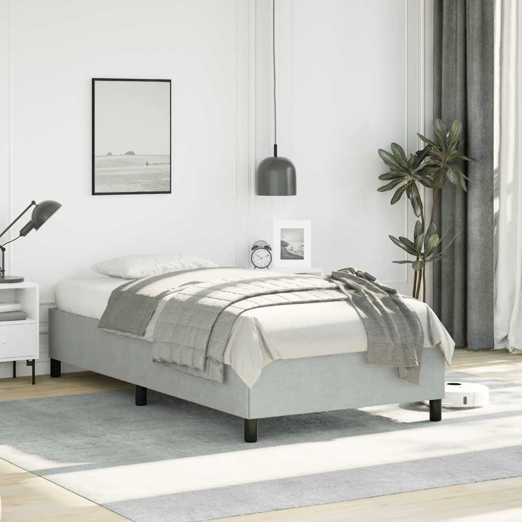 Rám Postele Bez Matrace Světle Šedý 100X203 Cm Twin Xl Sametový