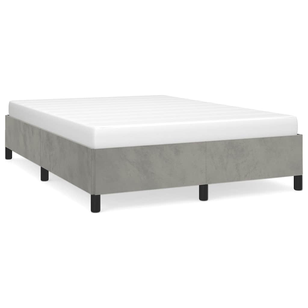 Rám Postele Bez Matrace Světle Šedý 137 X 190 Cm Plný Samet