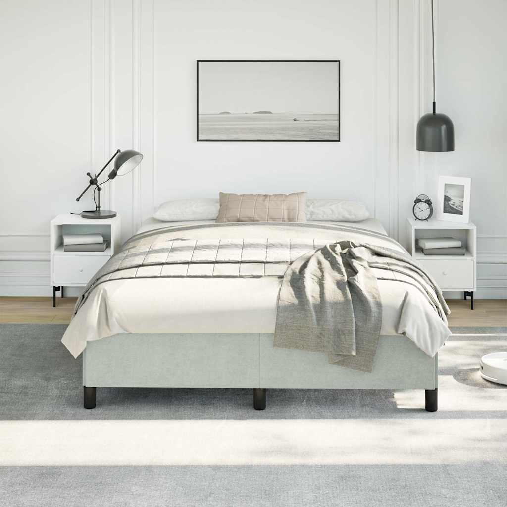 Rám Postele Bez Matrace Světle Šedý 137 X 190 Cm Plný Samet