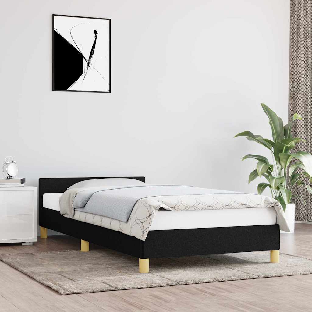 Rám Postele S Čelem Bez Matrace Černý 80 X 200 Cm Textil