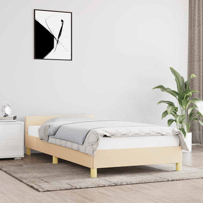 Rám Postele S Čelem Bez Matrace Krémový 80X200 Cm Textil