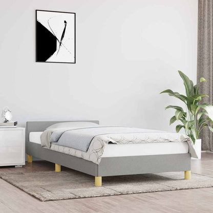Rám Postele Bez Matrace Světle Šedá 90 X 190 Cm Textil