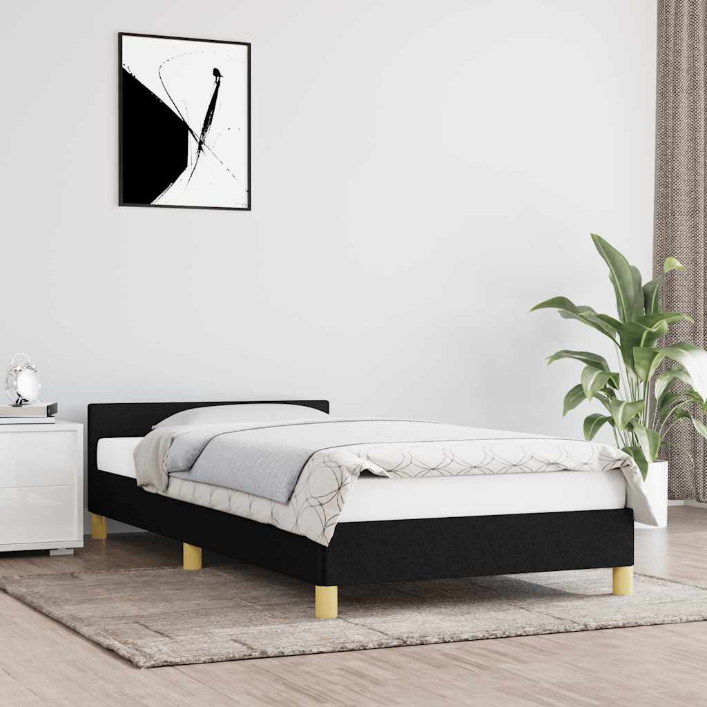 Rám Postele S Čelem Bez Matrace Černý 90X190 Cm Textil