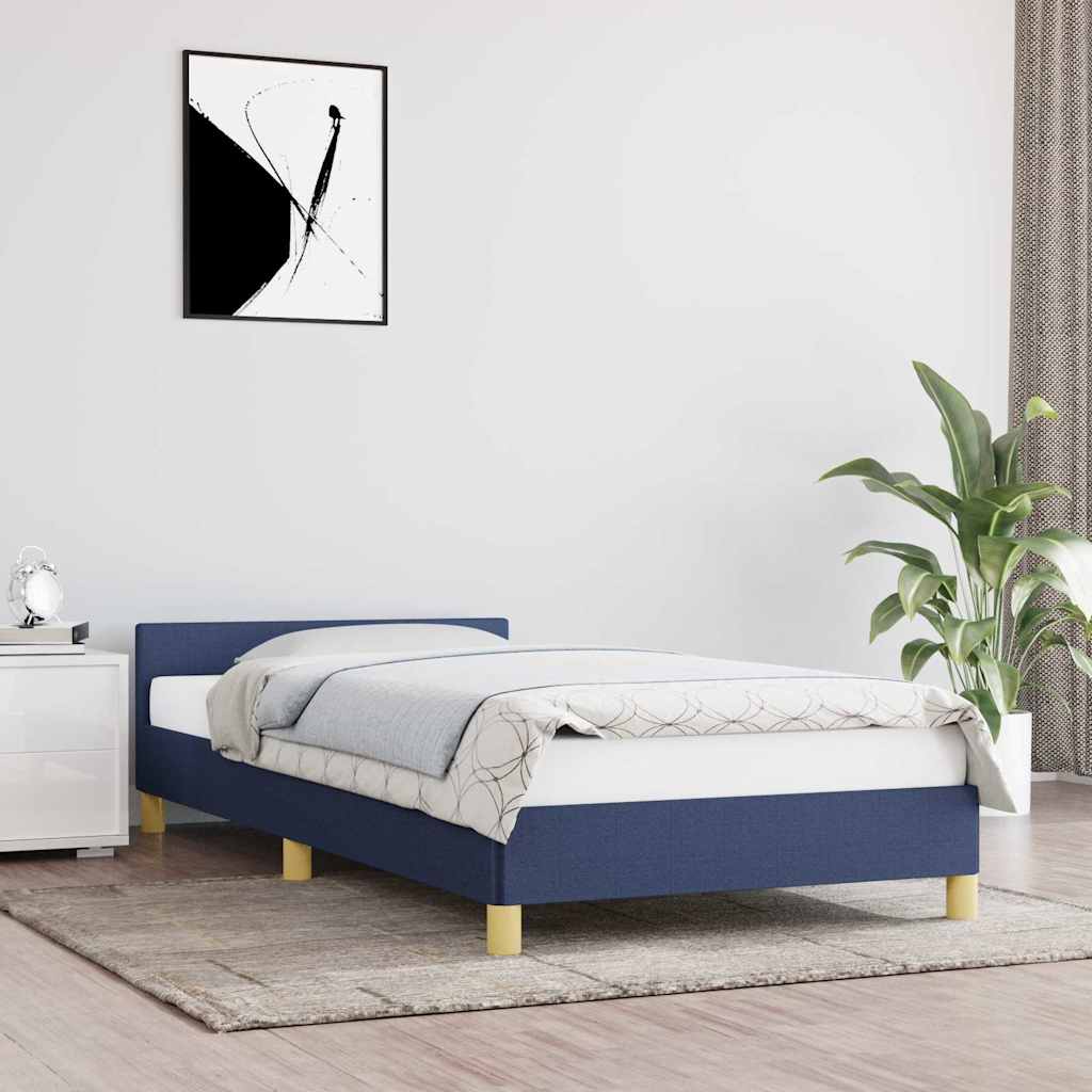 Rám Postele S Čelem Bez Matrace Modrý 90X190 Cm Textil