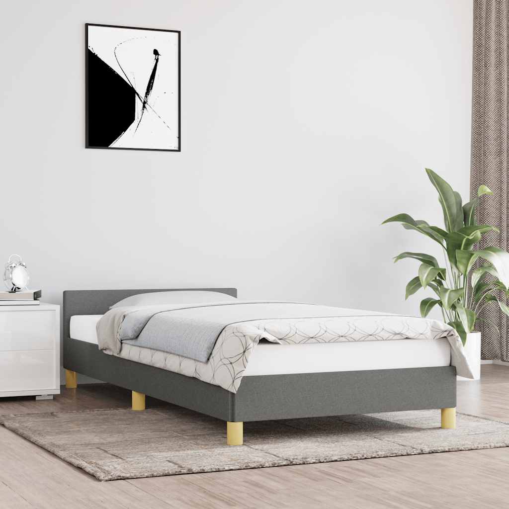 Rám Postele Bez Matrace Tmavě Šedý 90 X 200 Cm Textil