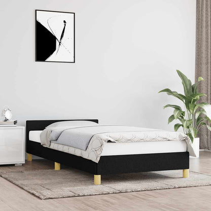Rám Postele S Čelem Bez Matrace Černý 90X200 Cm Textil