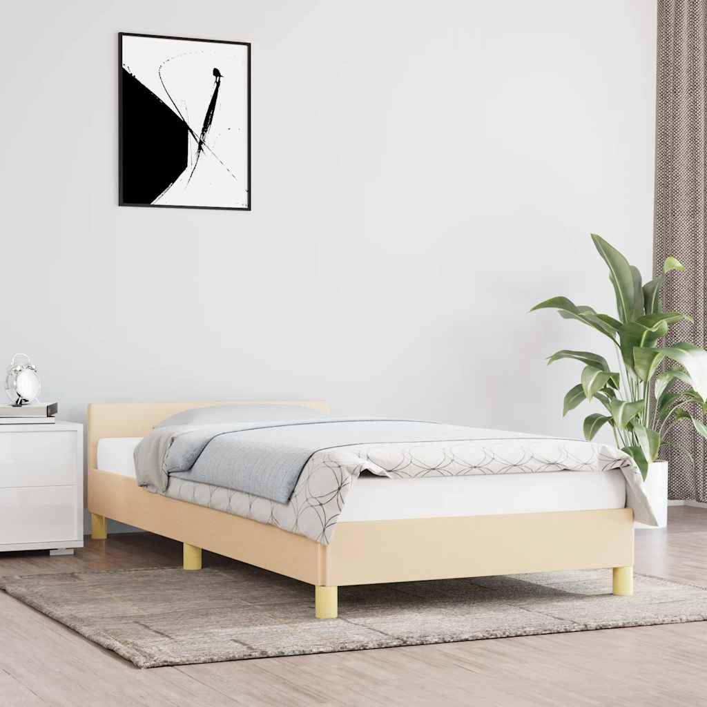 Rám Postele Bez Matrace Krémová 100 X 200 Cm Textil