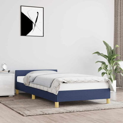 Rám Postele S Čelem Bez Matrace Modrý 100X200 Cm Textil