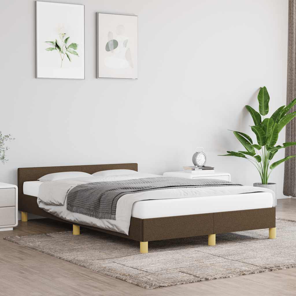 Rám Postele Bez Matrace Tmavě Hnědá 120 X 200 Cm Textil
