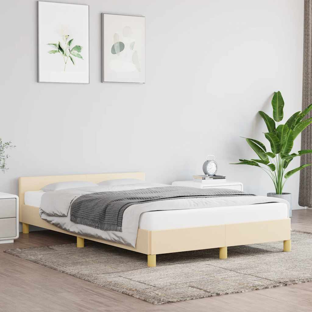 Rám Postele Bez Matrace Krémový 120 X 200 Cm Textil