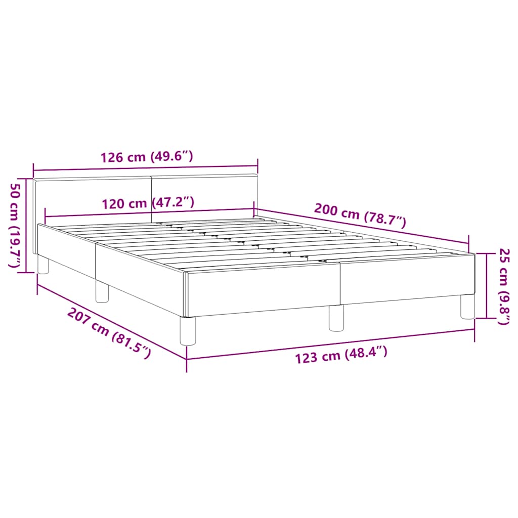 Rám Postele S Čelem Bez Matrace Modrý 120X200 Cm Textil