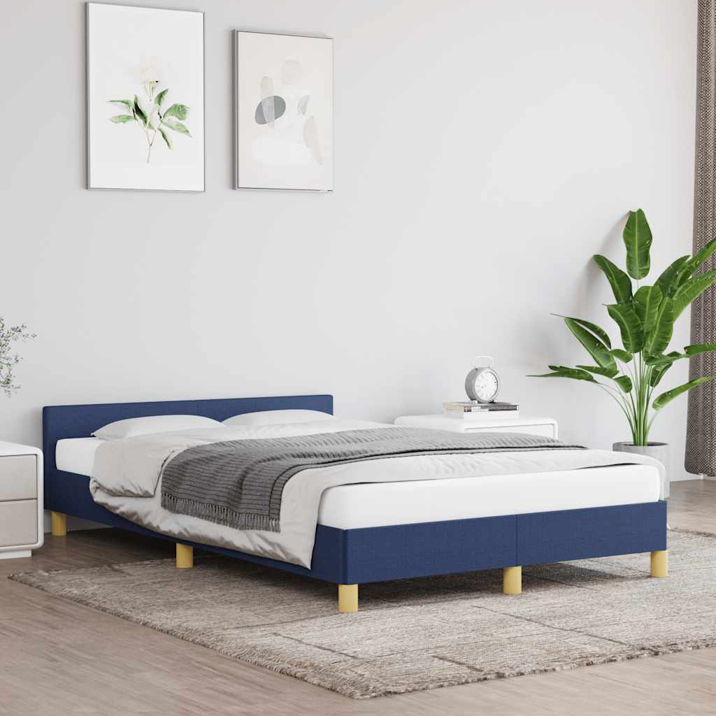 Rám Postele S Čelem Bez Matrace Modrý 120X200 Cm Textil
