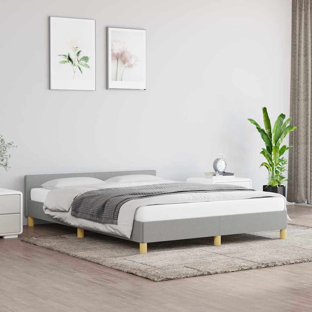 Rám Postele Bez Matrace Světle Šedý 140 X 190 Cm Textil