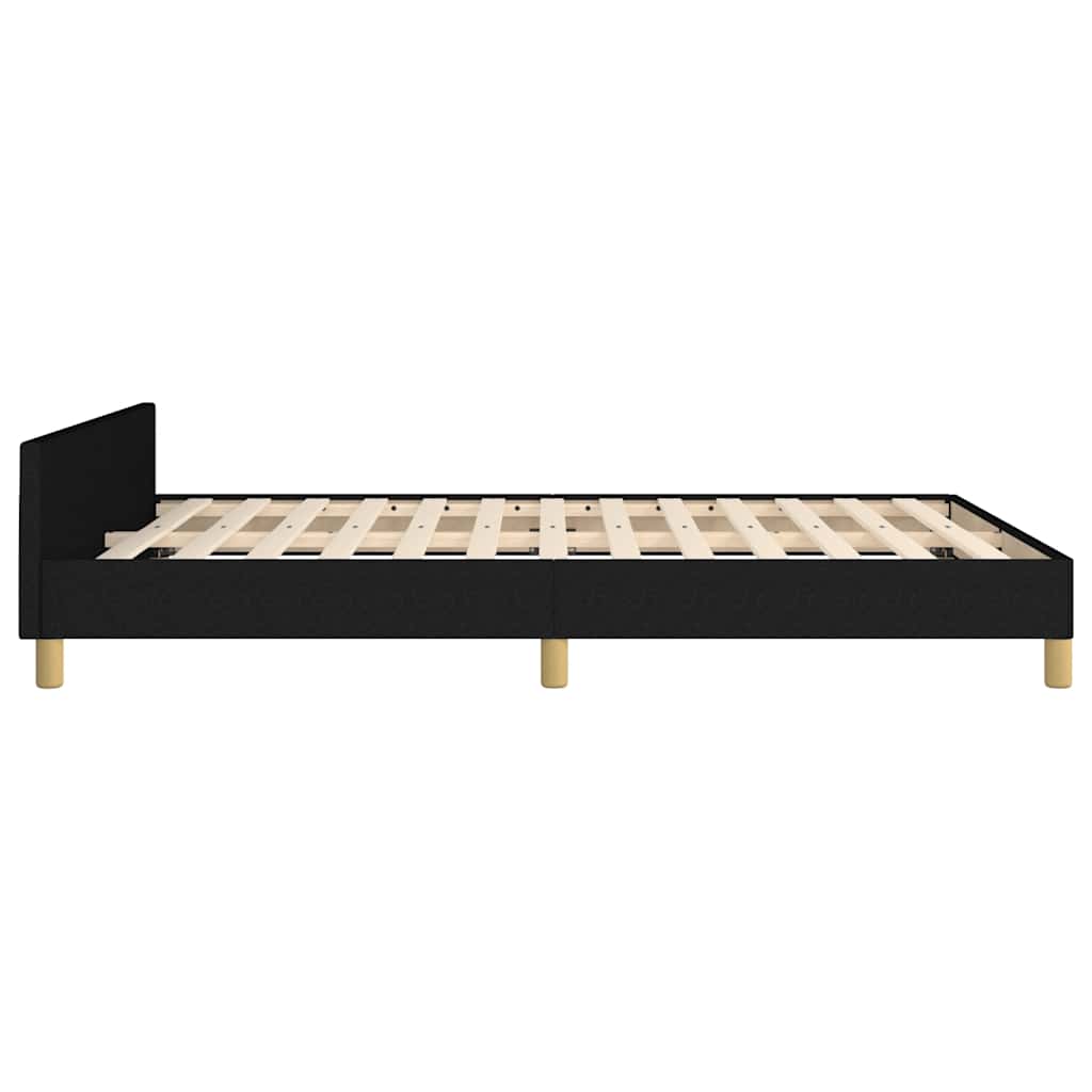 Rám Postele Bez Matrace Černý 140 X 190 Cm Textil