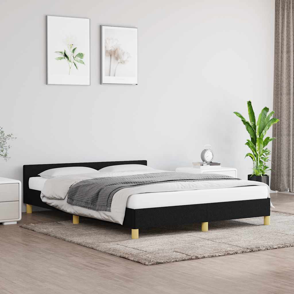 Rám Postele Bez Matrace Černý 140 X 190 Cm Textil