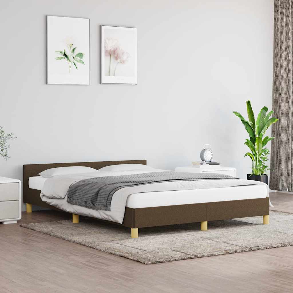 Rám Postele Bez Matrace Tmavě Hnědý 140 X 190 Cm Textil