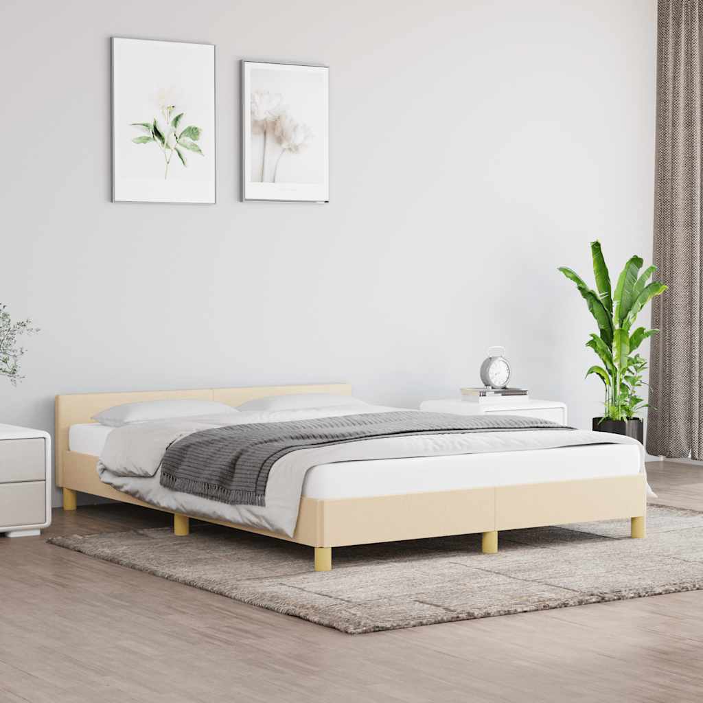 Rám Postele Bez Matrace Krémový 140 X 190 Cm Textil