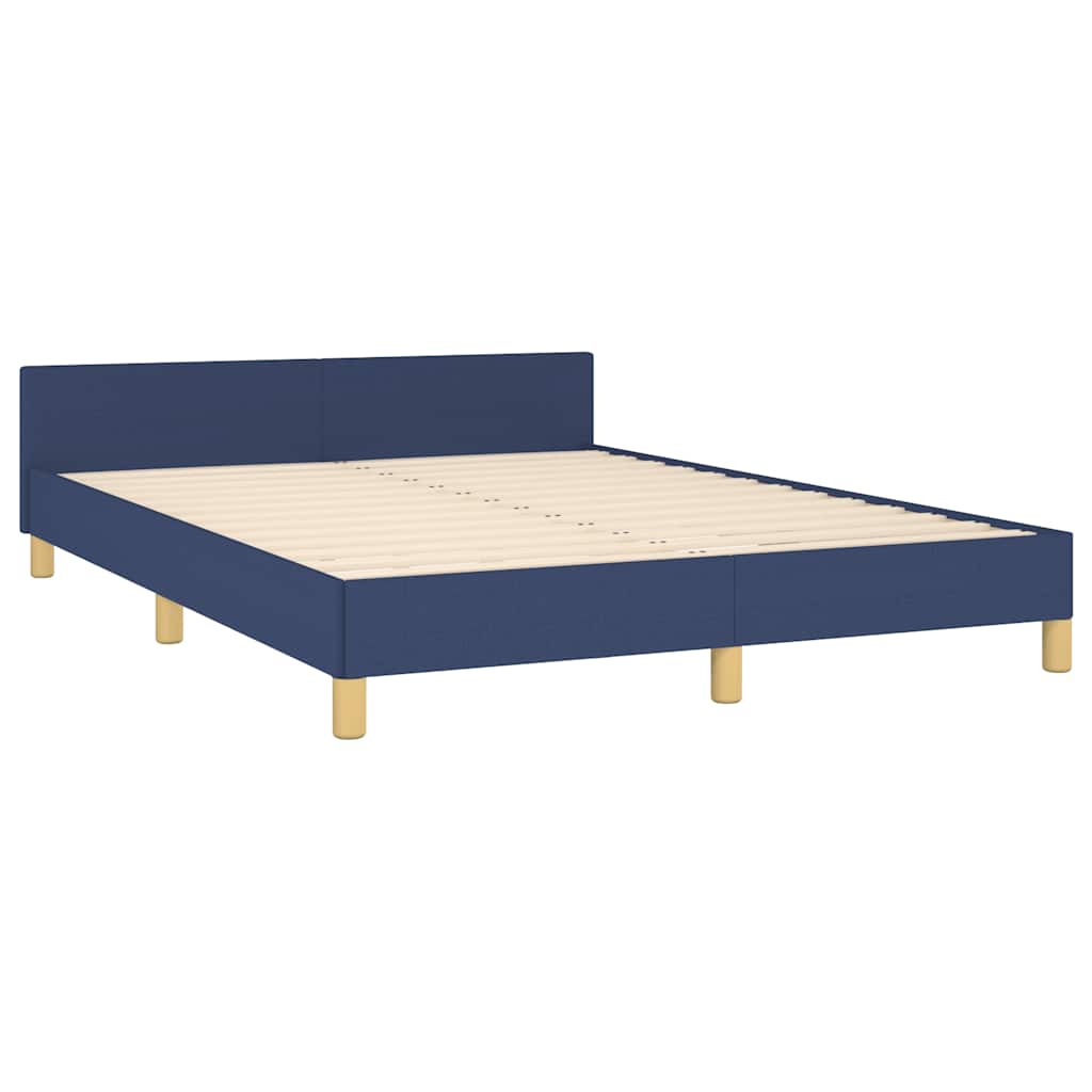 Rám Postele S Čelem Bez Matrace Modrý 140 X 190 Cm Textil
