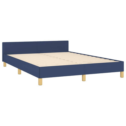 Rám Postele S Čelem Bez Matrace Modrý 140 X 190 Cm Textil