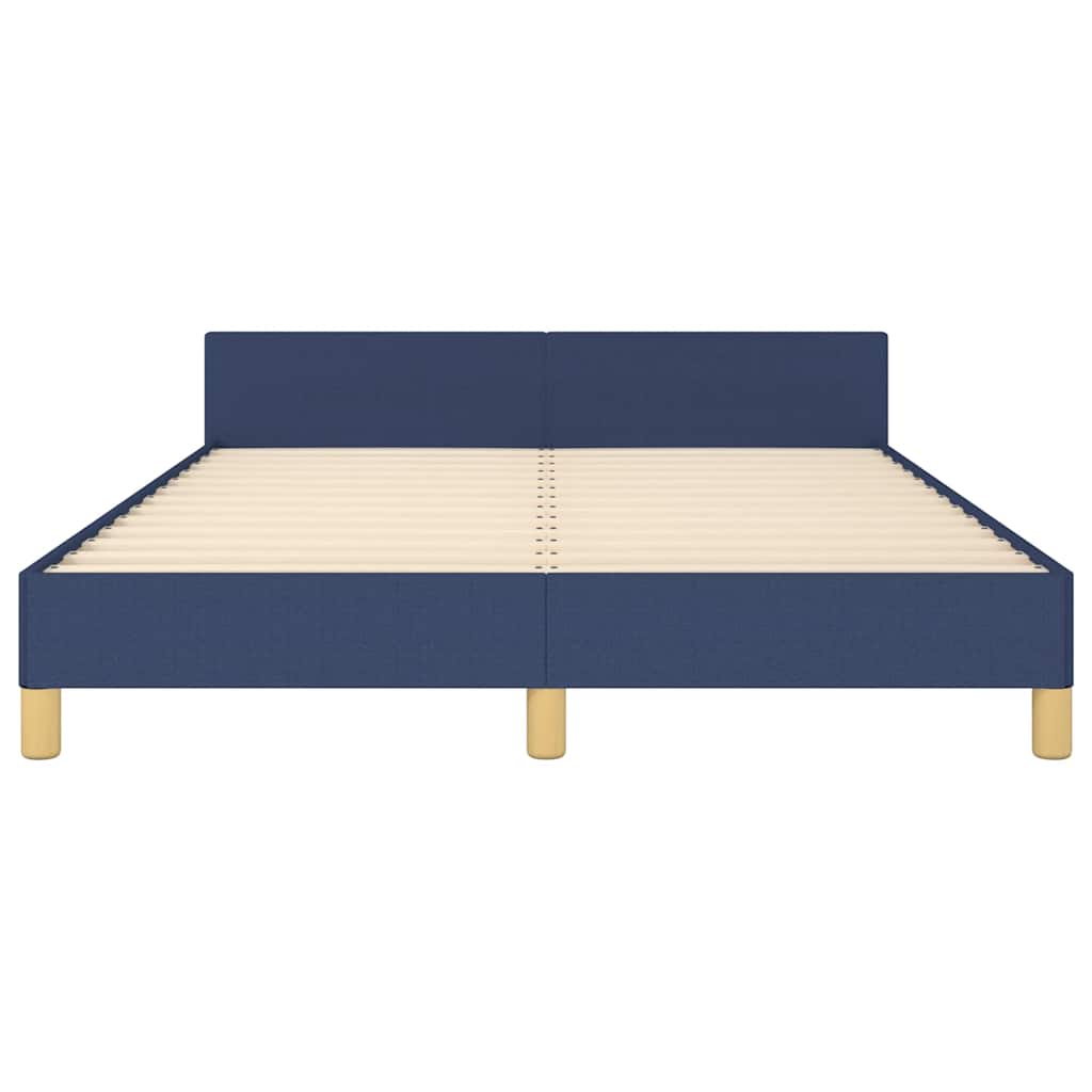 Rám Postele S Čelem Bez Matrace Modrý 140 X 190 Cm Textil