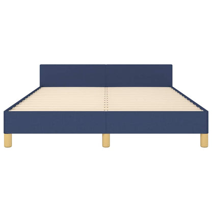 Rám Postele S Čelem Bez Matrace Modrý 140 X 190 Cm Textil