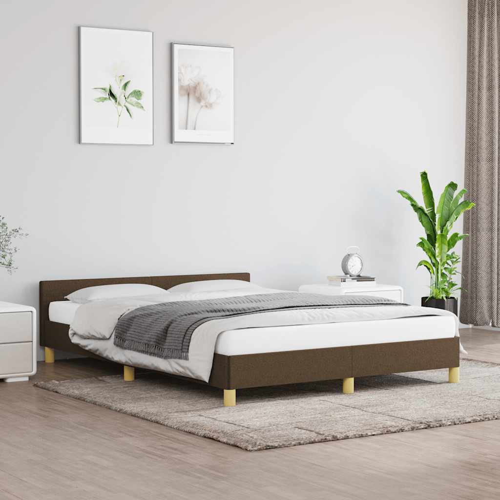 Rám Postele Bez Matrace Tmavě Hnědý 140 X 200 Cm Textil