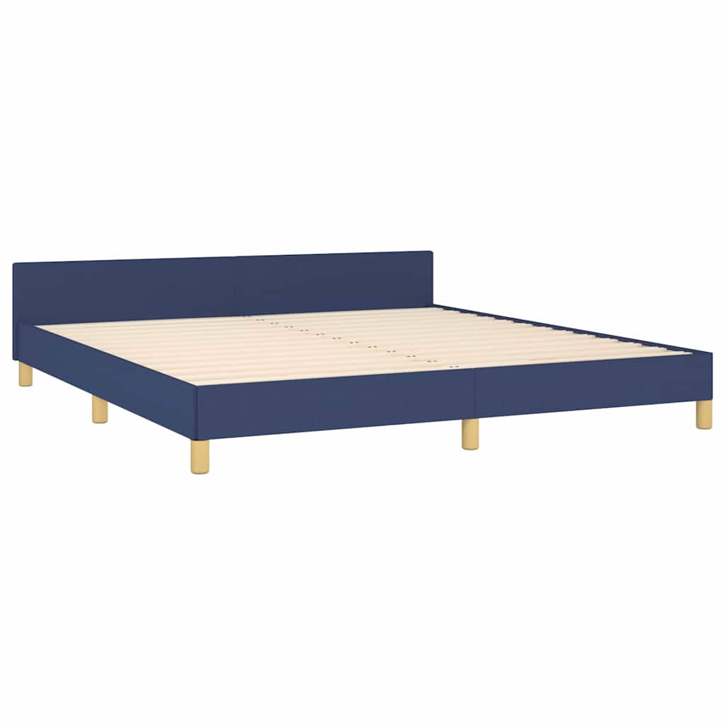Rám Postele S Čelem Bez Matrace Modrý 160 X 200 Cm Textil