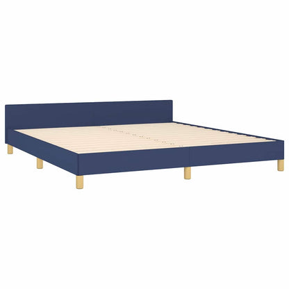 Rám Postele S Čelem Bez Matrace Modrý 160 X 200 Cm Textil