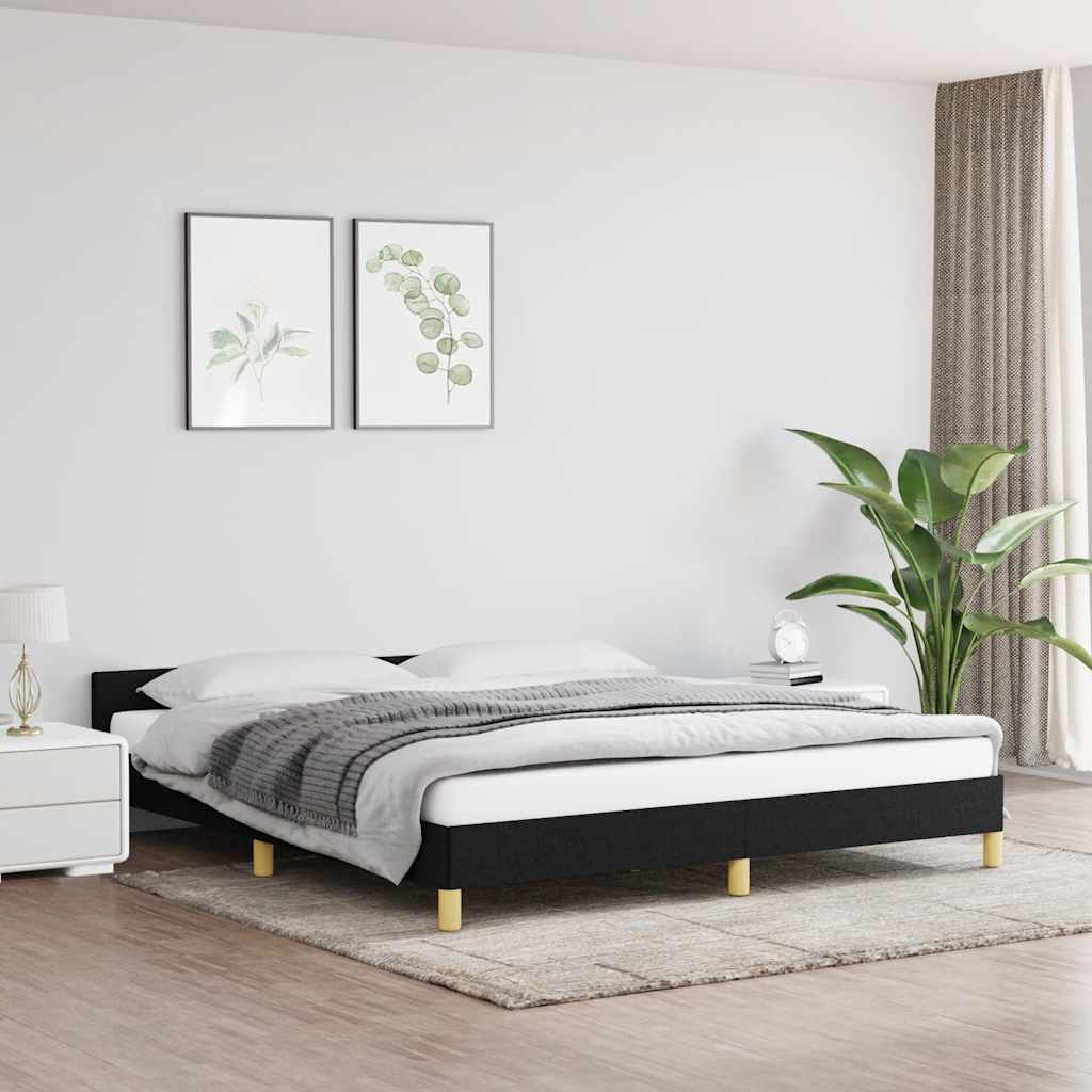 Rám Postele Bez Matrace Černý 180 X 200 Cm Textil