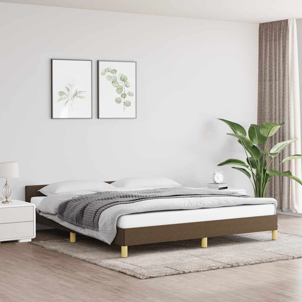 Rám Postele Bez Matrace Tmavě Hnědý 180 X 200 Cm Textil