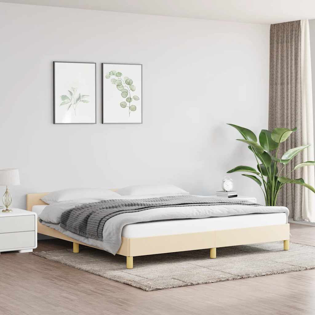 Rám Postele Bez Matrace Krémový 180 X 200 Cm Textil