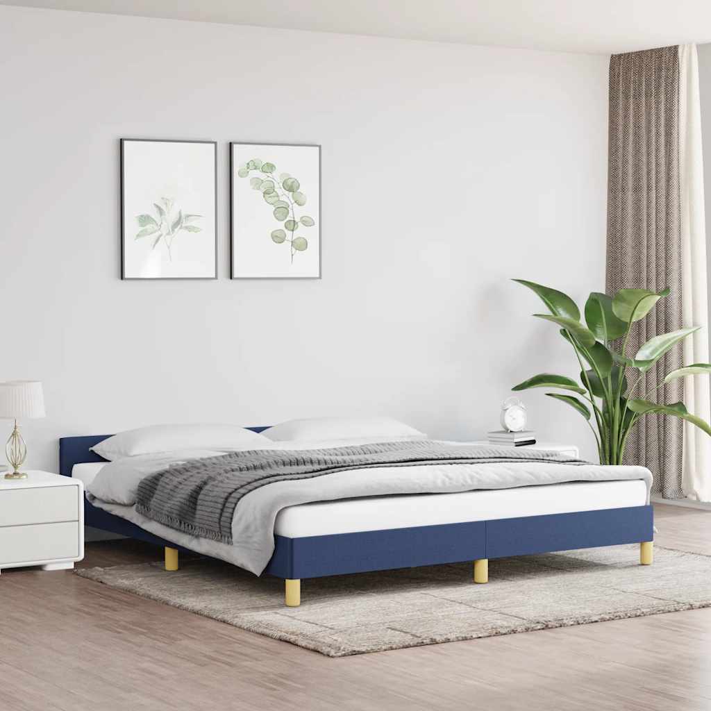 Rám Postele S Čelem Bez Matrace Modrý 180 X 200 Cm Textil