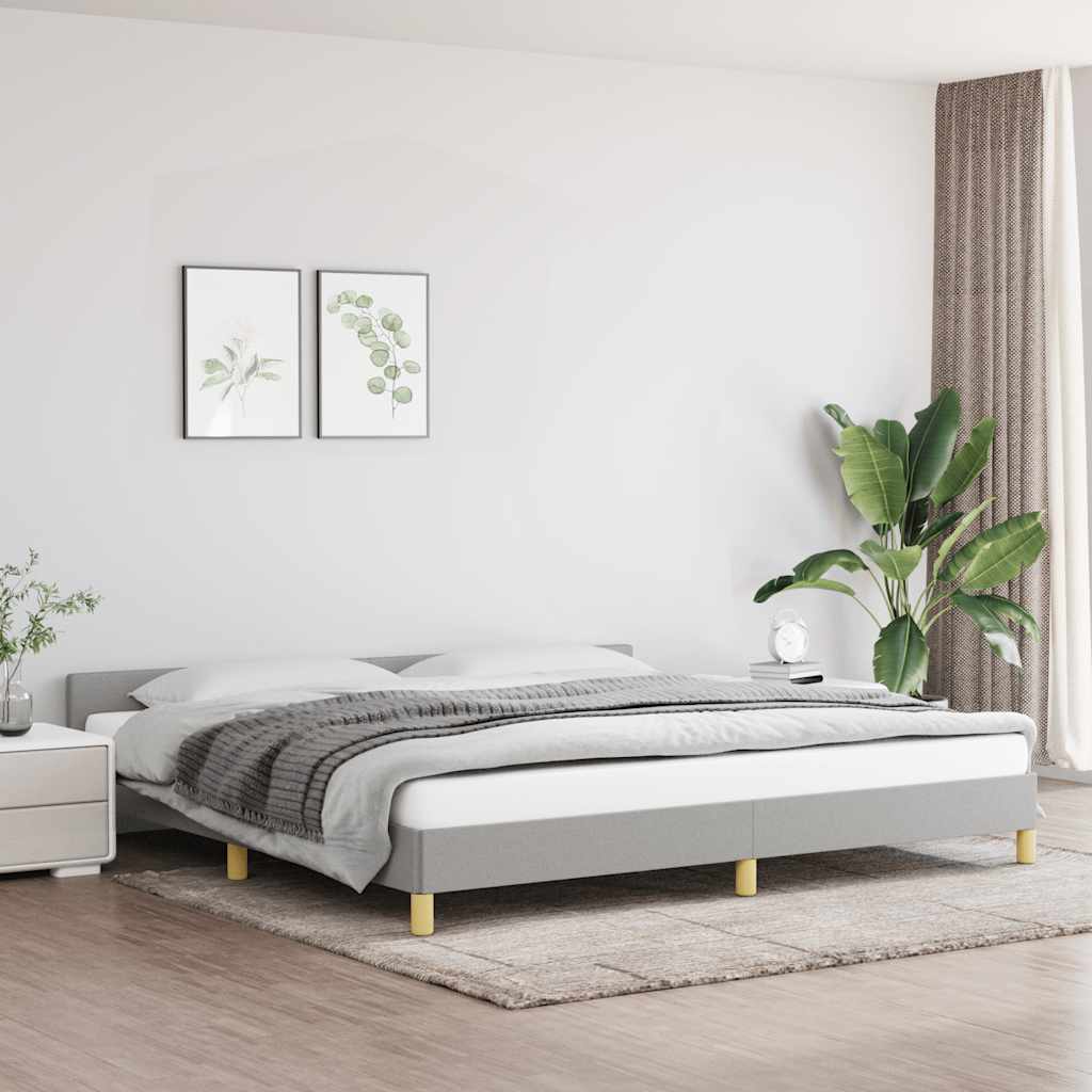 Rám Postele Bez Matrace Světle Šedý 200 X 200 Cm Textil