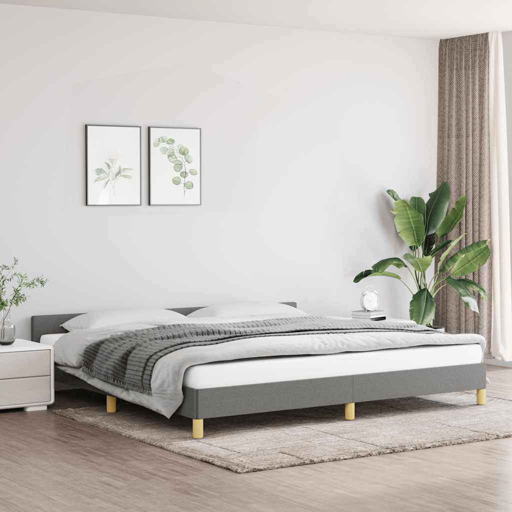 Rám Postele Bez Matrace Tmavě Šedý 200 X 200 Cm Textil