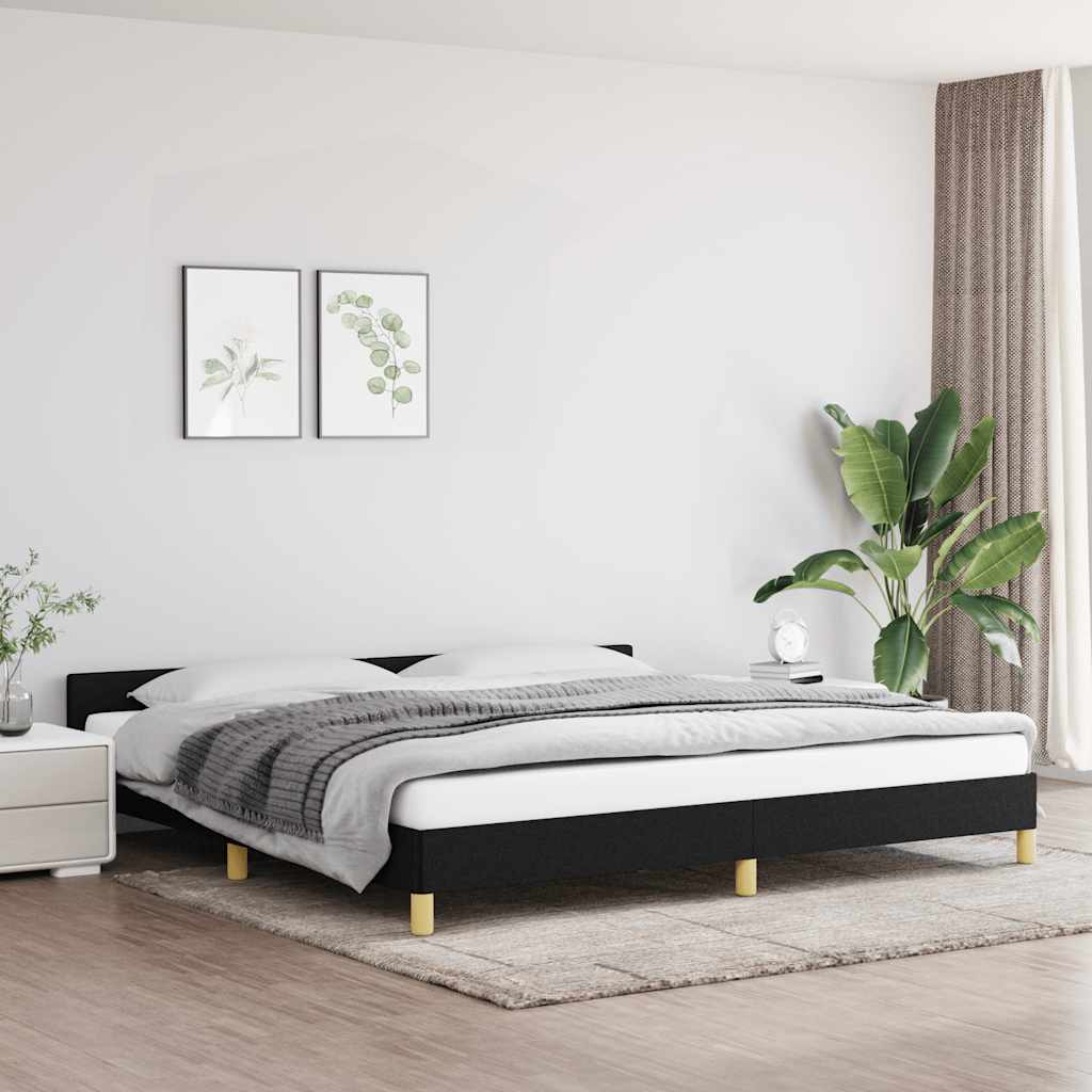 Rám Postele Bez Matrace Černý 200 X 200 Cm Textil