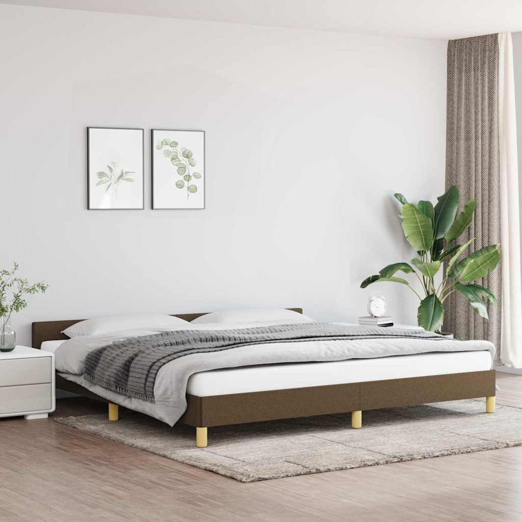 Rám Postele Bez Matrace Tmavě Hnědý 200 X 200 Cm Textil