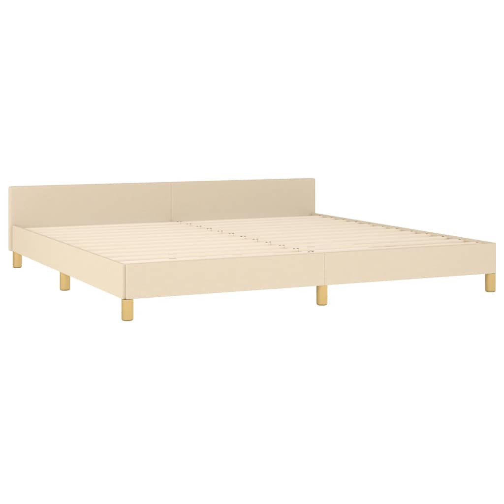 Rám Postele Bez Matrace Krémový 200 X 200 Cm Textil