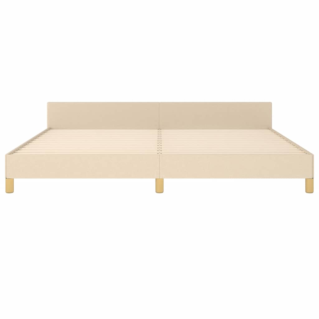 Rám Postele Bez Matrace Krémový 200 X 200 Cm Textil