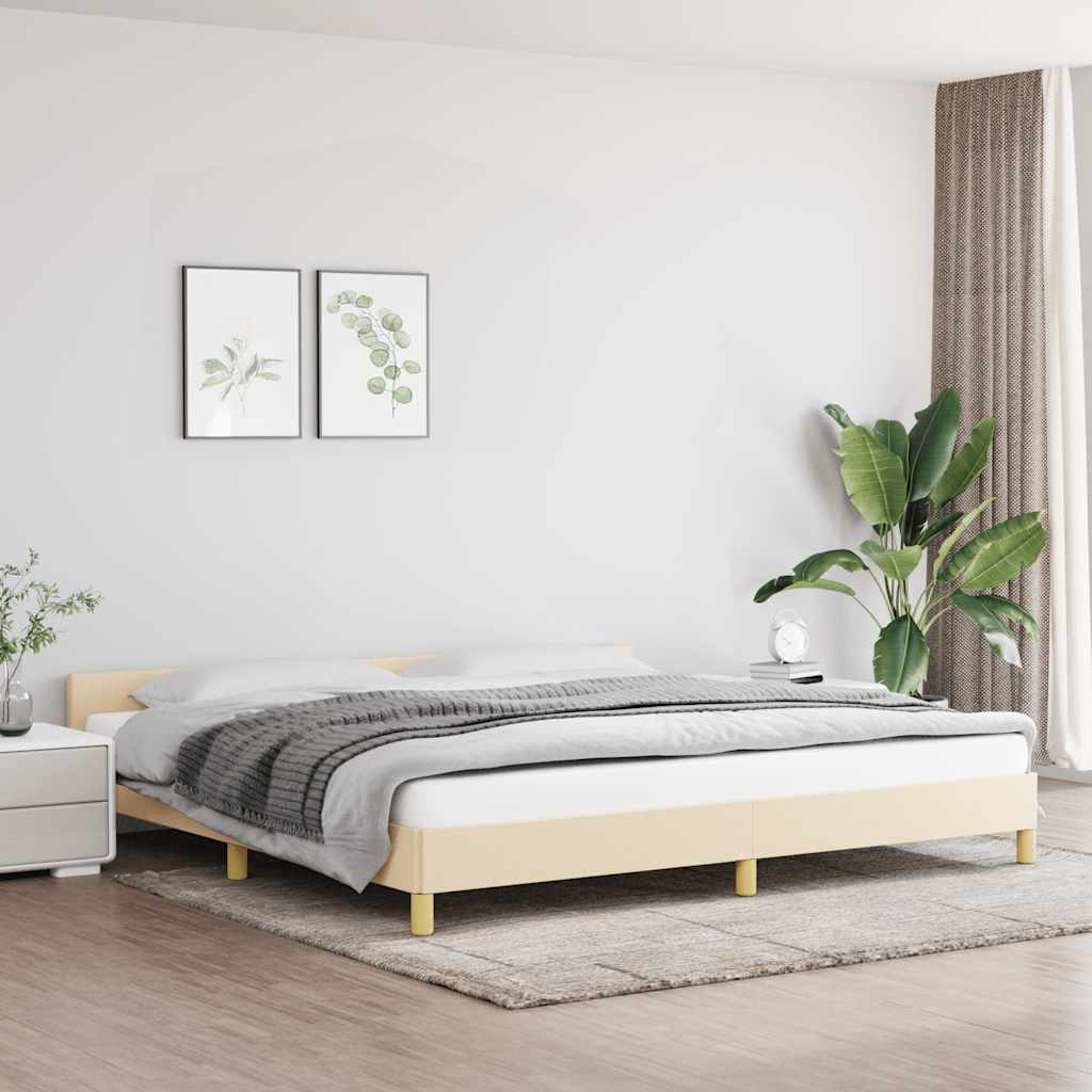 Rám Postele Bez Matrace Krémový 200 X 200 Cm Textil