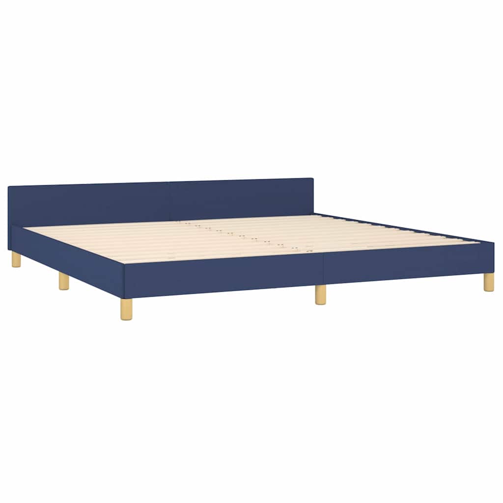 Rám Postele S Čelem Bez Matrace Modrý 200 X 200 Cm Textil