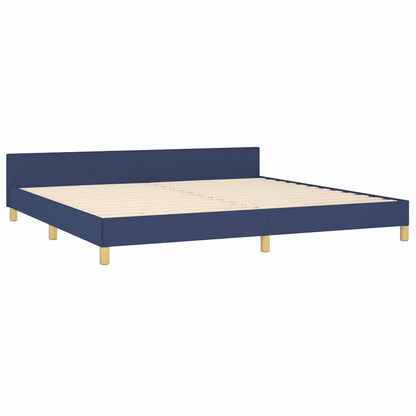 Rám Postele S Čelem Bez Matrace Modrý 200 X 200 Cm Textil