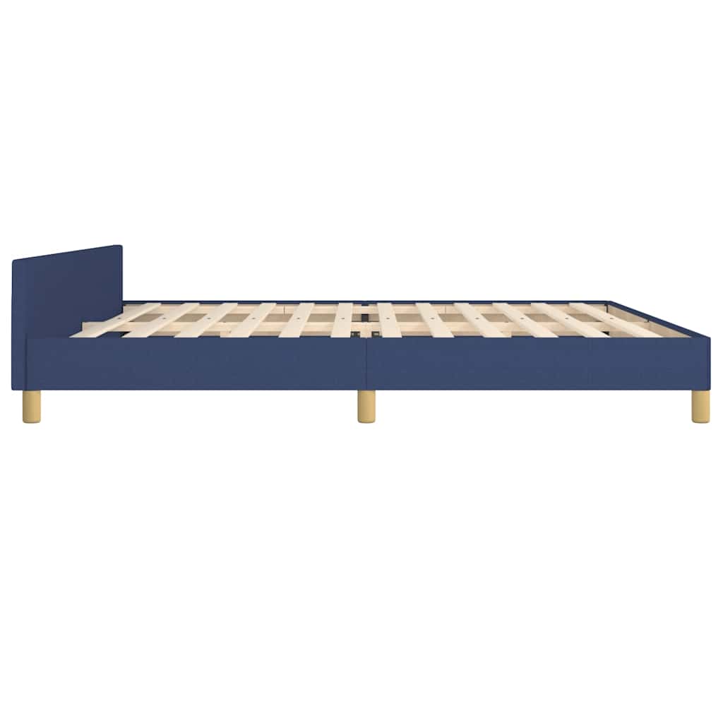 Rám Postele S Čelem Bez Matrace Modrý 200 X 200 Cm Textil