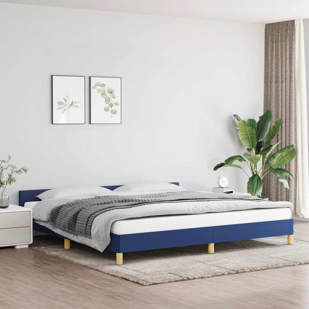 Rám Postele S Čelem Bez Matrace Modrý 200 X 200 Cm Textil