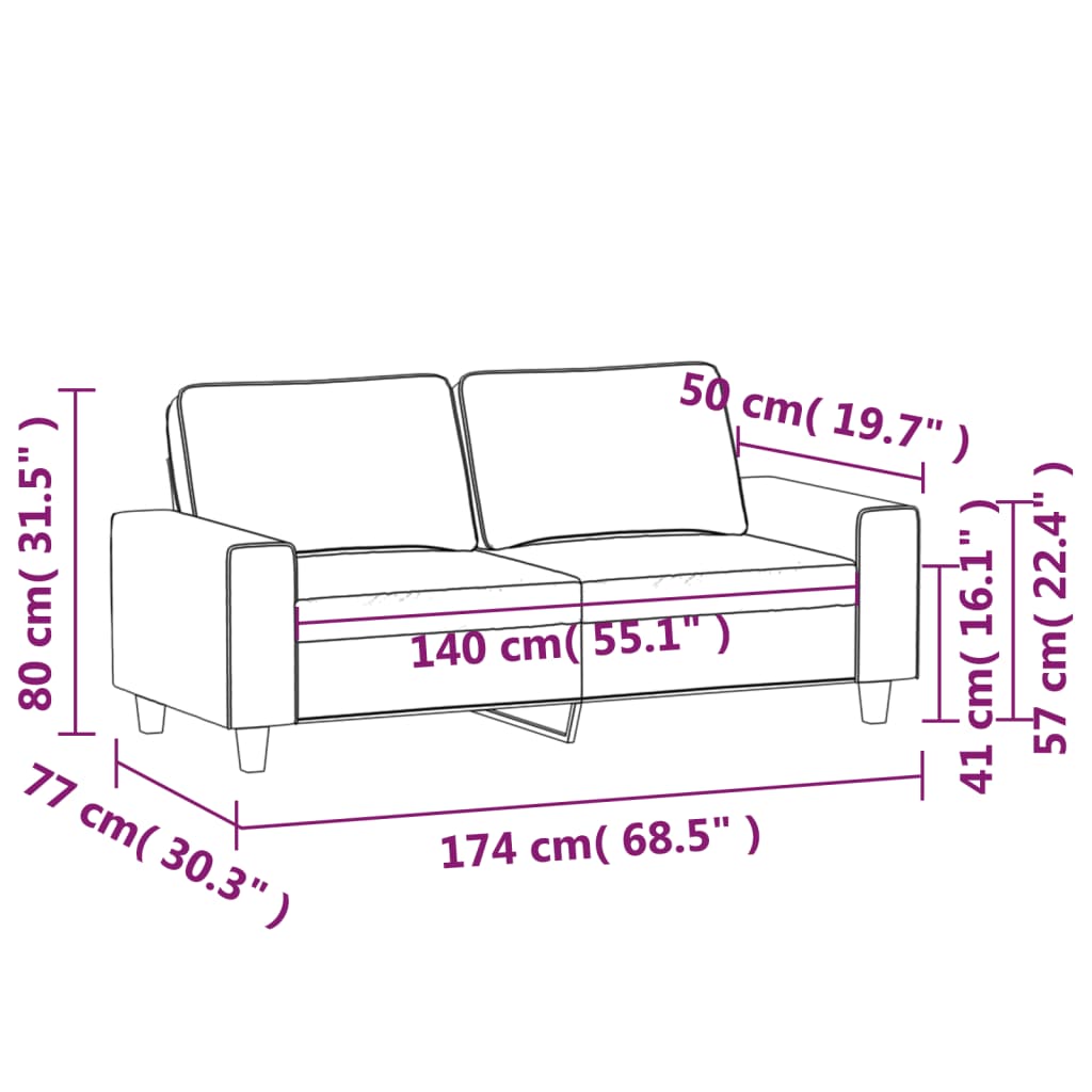 2Místná Pohovka Světle Šedá 140 Cm Tkanina Z Mikrovlákna