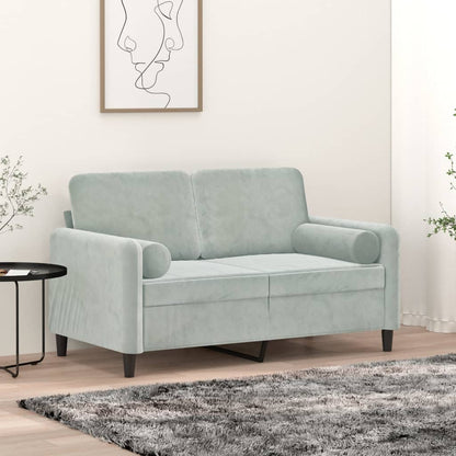 Dekorační Polštáře 2 Ks Světle Šedé Ø15X50 Cm Samet