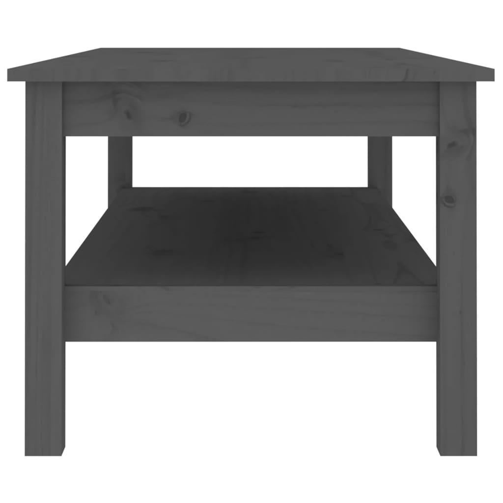 Konferenční Stolek Šedý 110 X 50 X 40 Cm Masivní Borové Dřevo